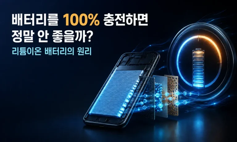리튬이온 배터리가 80%와 100% 사이에서 충전되는 원리를 표현한 이미지
