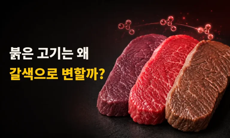 미오글로빈 상태에 따라 자주빛과 선홍색, 갈색으로 달라진 생고기 비교