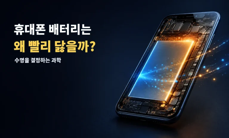 휴대폰 배터리가 빨리 닳는 이유를 리튬이온 이동과 발열로 표현한 이미지